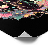 Moon Phases Crystal Witchy Schattig Zwart Kat Kawa Poster (Hoek)