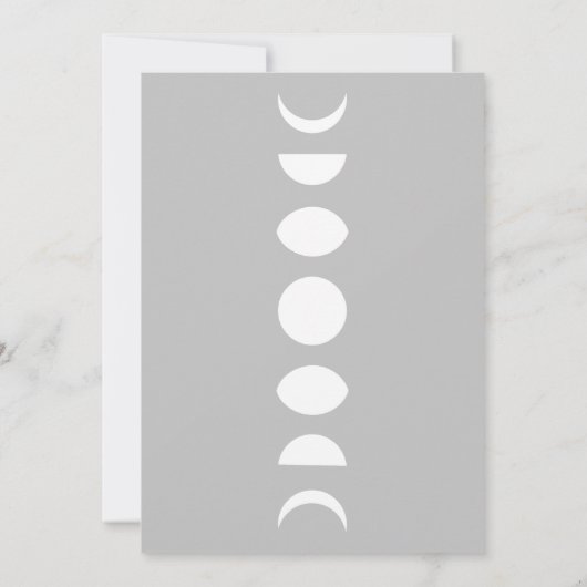 Moon Phases Cycles Black Grey & White Wedding Kaart (Achterkant)