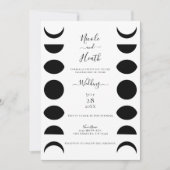 Moon Phases Cycles Black & White Wedding Kaart (Voorkant)
