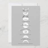 Moon Phases Cycles Silver Grey & White Wedding Kaart (Voorkant)