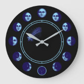 Moon Phases Faces Waxing Gibbous & Waning Crescent Grote Klok (Voorkant)