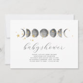 Moon Phases Gold Stars Baby shower Uitnodiging (Voorkant)