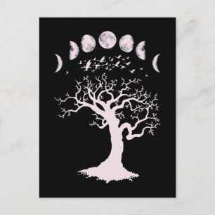 Moon Phases Gothic Tree Birds Briefkaart