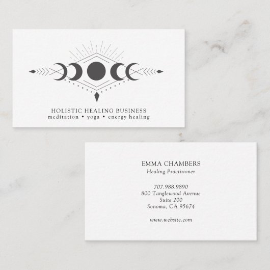 Moon Phases Healing Practitioner Visitekaartje (Voorkant / Achterkant)