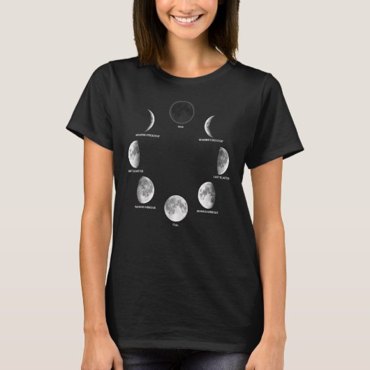 Moon Phases Lunar Calendar Astronomy Binoculars Ae T-shirt (Voorkant)