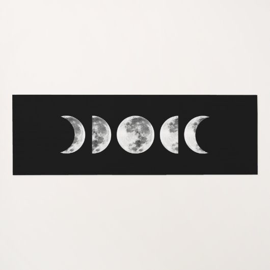Moon Phases on Black Yoga Mat (Achterkant (horizontaal))