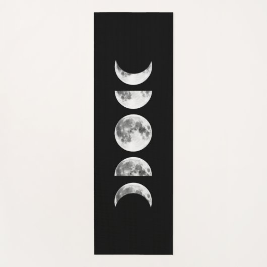 Moon Phases on Black Yoga Mat (Voorkant)