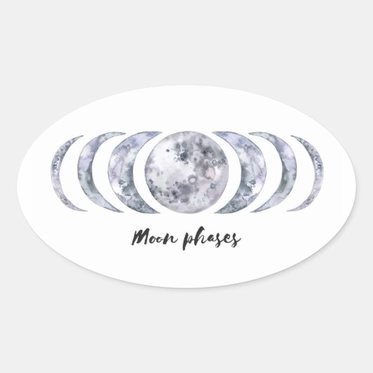 Moon Phases Ovale Sticker (Voorkant)