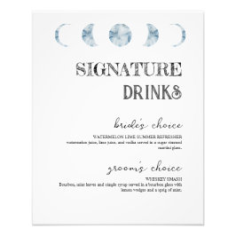 Moon Phases Signature Drinken Wedding Bar Poster
