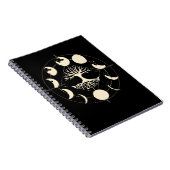 Moon Phases Spiritueel Tree Astronomie Crescent Notitieboek (Rechterzijde)