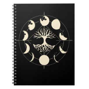 Moon Phases Spiritueel Tree Astronomie Crescent Notitieboek