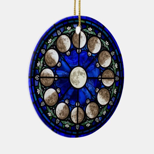 Moon Phases Stained Glass Circle Keramisch Ornament (Rechts)