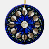 Moon Phases Stained Glass Circle Keramisch Ornament (Voorkant)