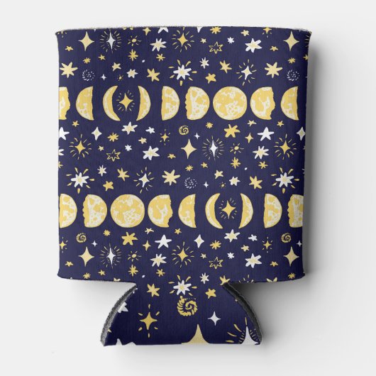 Moon Phases Stars achtergrond Blikjeskoeler (Voorkant)