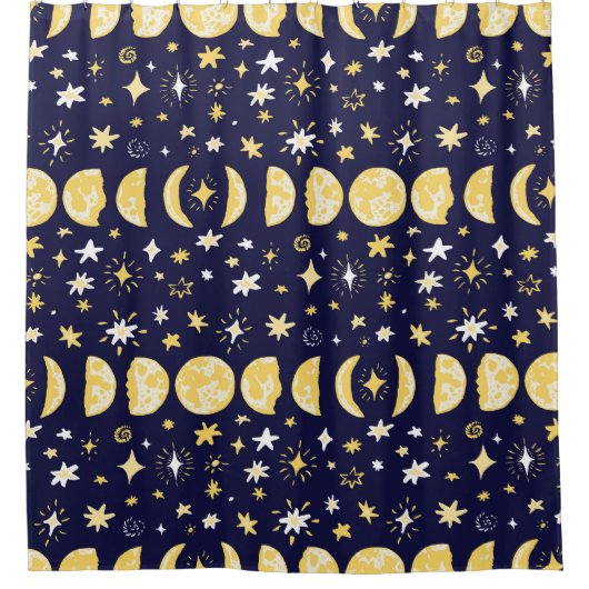 Moon Phases Stars achtergrond Douchegordijn (Voorkant)