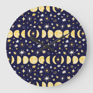 Moon Phases Stars  achtergrond Grote Klok