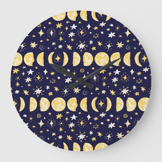 Moon Phases Stars  achtergrond Grote Klok (Voorkant)