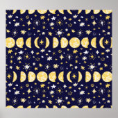 Moon Phases Stars  achtergrond Poster (Voorkant)
