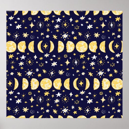 Moon Phases Stars  achtergrond Poster (Voorkant)