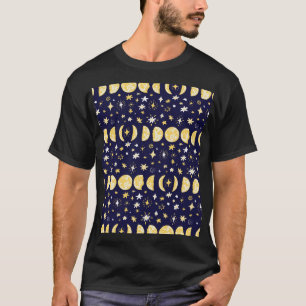 Moon Phases Stars achtergrond T-shirt