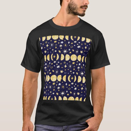 Moon Phases Stars achtergrond T-shirt (Voorkant)