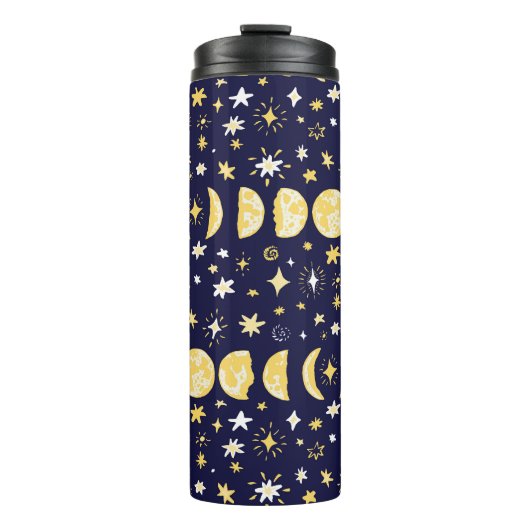 Moon Phases Stars achtergrond Thermosbeker (Voorkant)