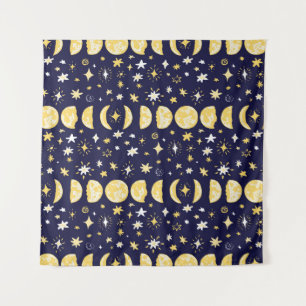 Moon Phases Stars  achtergrond Wandkleed