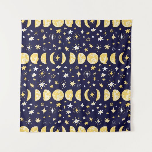 Moon Phases Stars  achtergrond Wandkleed (Voorkant)