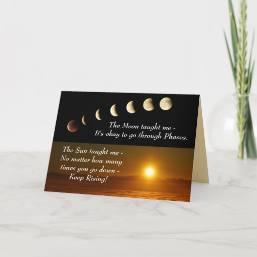 Moon Phases Sun verhoogt Inspirerend Quote Kaart (Voorkant)