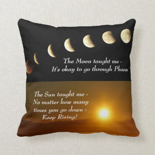 Moon Phases Sun verhoogt Inspirerend Quote Kussen