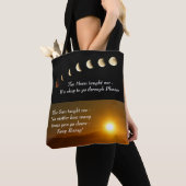 Moon Phases Sun verhoogt Inspirerend Quote Tote Bag (Dichtbij)