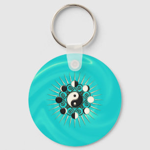 Moon Phases, Sun & Yin Yang - Polarity & Duality Sleutelhanger