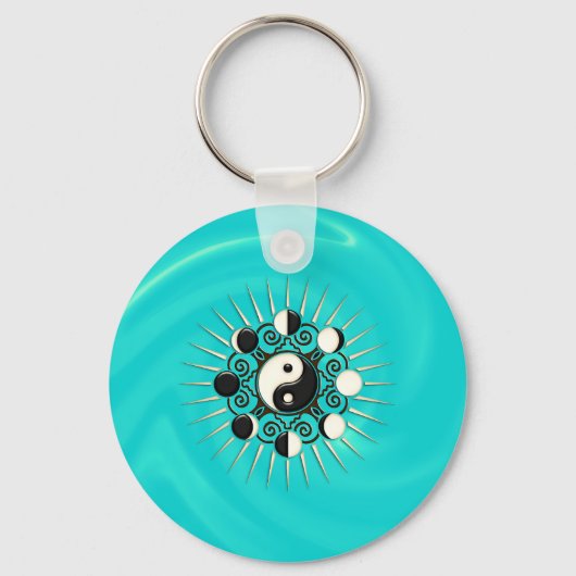 Moon Phases, Sun & Yin Yang - Polarity & Duality Sleutelhanger (Voorkant)