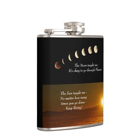 Moon Phases Sunrise Inspirerend Quote Heupfles (Rechts)