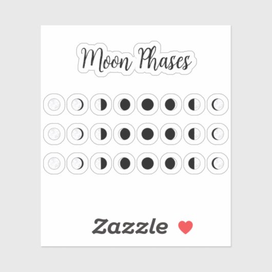 Moon Phases Tracker Lunar Cycles Mini Bujo Planner Sticker (Vel)