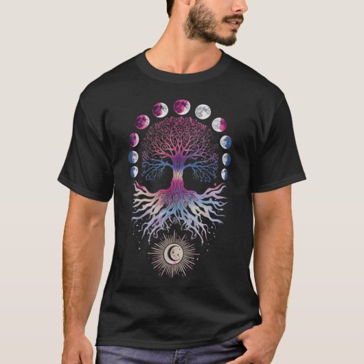 Moon Phases Tree of Life T-shirt (Voorkant)