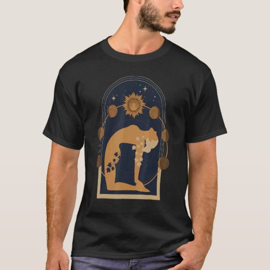 Moon Phases Yoga Camel Asana T-shirt (Voorkant)