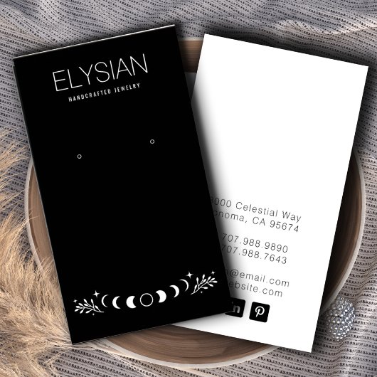 Moon Phases Zodiac Oorbel Sieraden Display Kaarten Visitekaartje