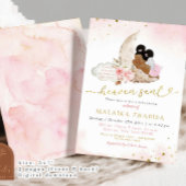 Moon Pink Boho Afro African Girl Angel Baby shower Kaart