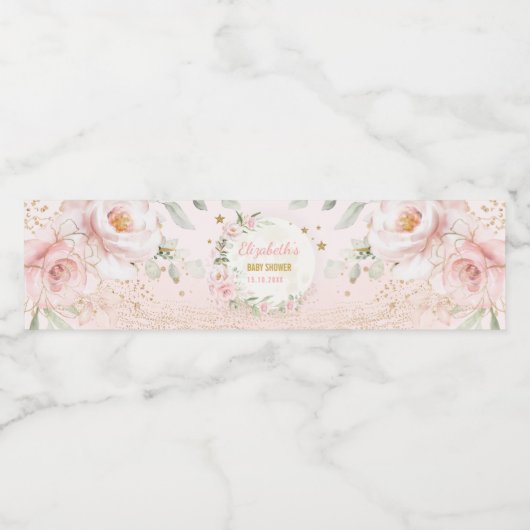  Moon Pink Gold Twinkle Star Baby Girl Favor Waterfles Etiket (Enkel label)