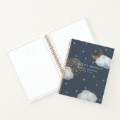 Moon Planet Star Cloud Navy Baby shower Guest Book Notitieboek (Binnen)