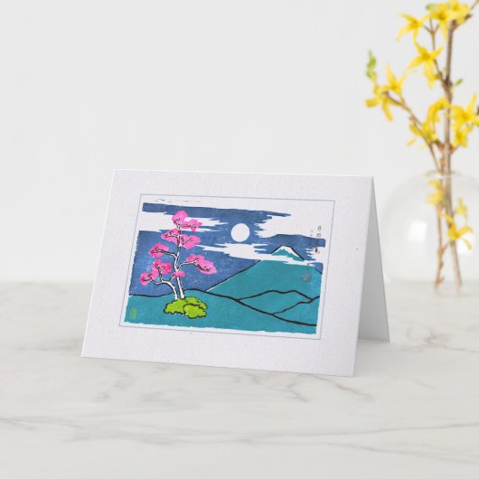 Moon & Plum Blossoms Mt. Fuji (Blank) Kaart (Gele Bloem)