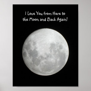 Moon Poster ik hou van je van hier tot aan de maan