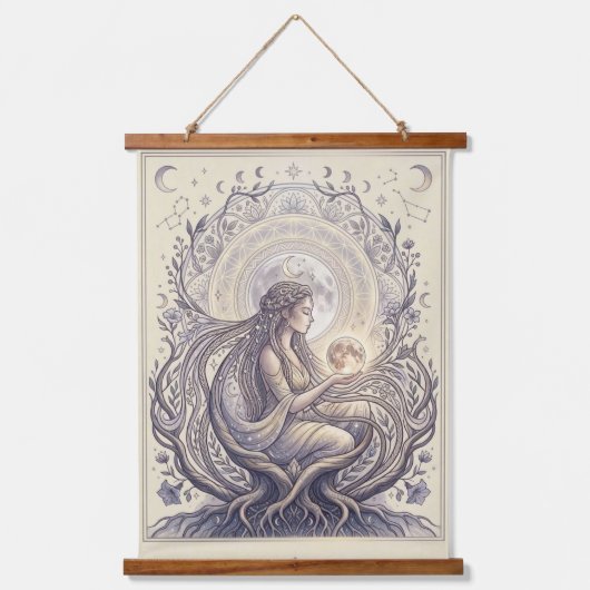 Moon Priestess Goddess Hangend Wandkleed (Voorkant)