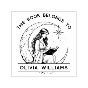 Moon Princess Crescent Moon Lezen Ex Libris Zelfinktende Stempel
