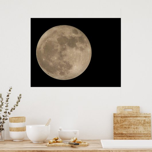 Moon Print Astronomie Lunar Full Moon Poster (Keuken)