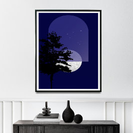 Moon Print, Modern Boho Wall Art, Poster
