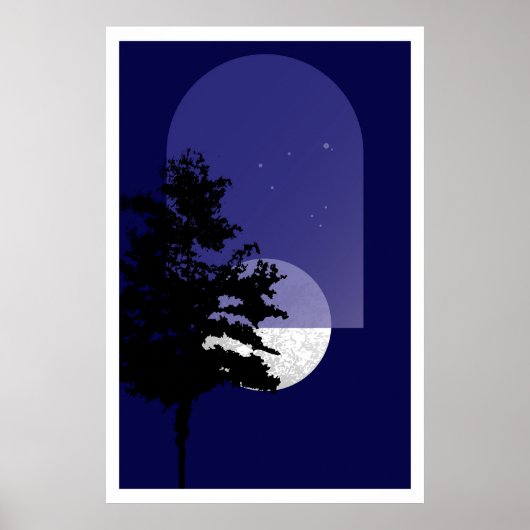 Moon Print, Modern Boho Wall Art, Poster (Voorkant)