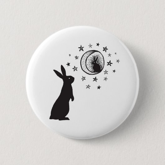 Moon Rabbit - knop Ronde Button 5,7 Cm (Voorkant)