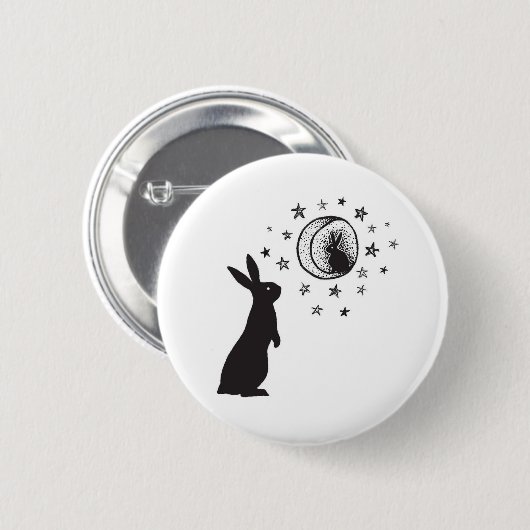 Moon Rabbit - knop Ronde Button 5,7 Cm (Voorkant /achterkant)